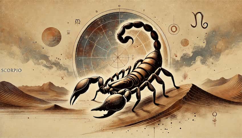 illustration of another animal for the Scorpio zodiac sign, the Scorpion