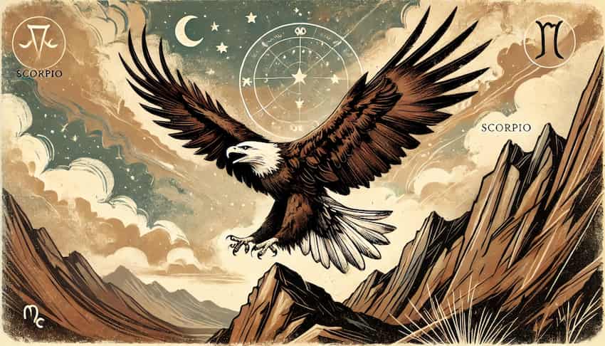 illustration of an Eagle, one of the spirit animals for Scorpios