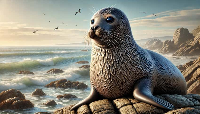 illustration of the seal spirit animal near the ocean